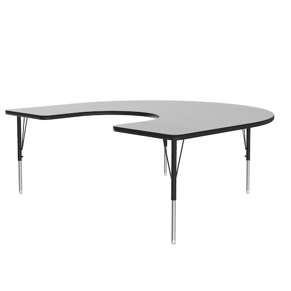 Horseshoe Adjustable Height Activity Kids School Table, Melamine Laminate, Gray Granite